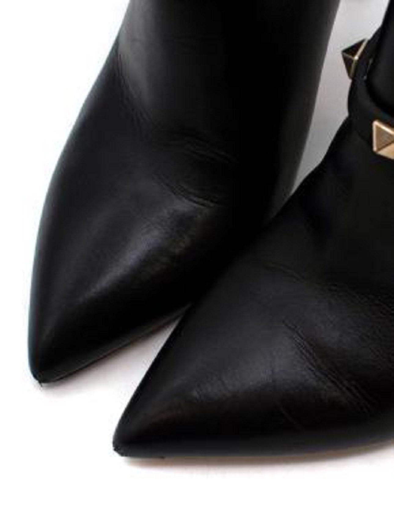Women's Valentino Black Leather Rockstud Ankle Boots For Sale
