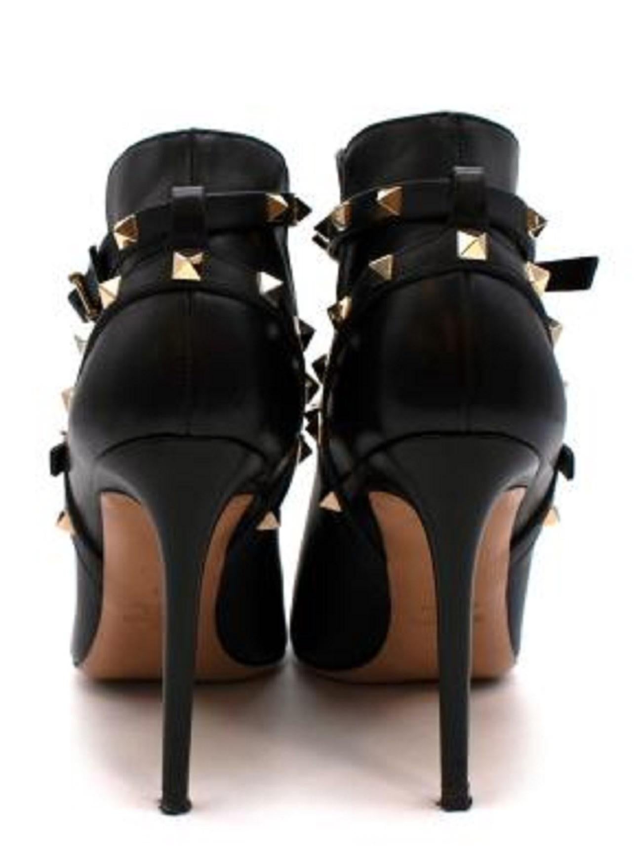 Valentino Black Leather Rockstud Ankle Boots For Sale 2