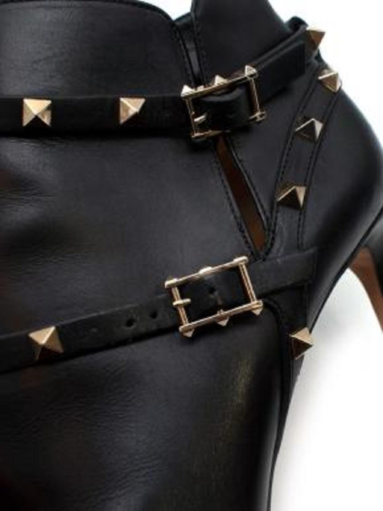 Valentino Black Leather Rockstud Ankle Boots For Sale 5