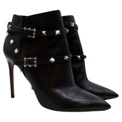 Valentino Black Leather Rockstud Ankle Boots