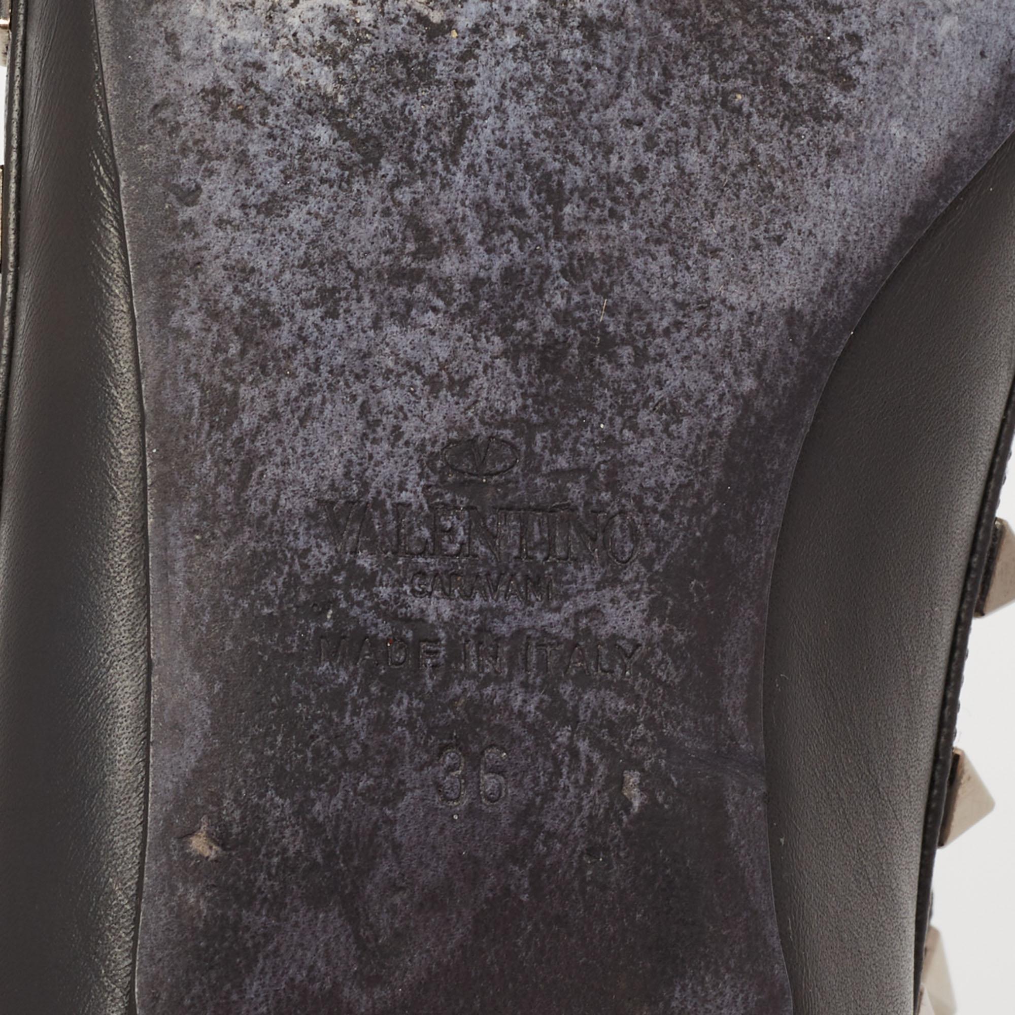 Valentino Black Leather Rockstud Ankle-Strap Ballet Flats Size 36 3
