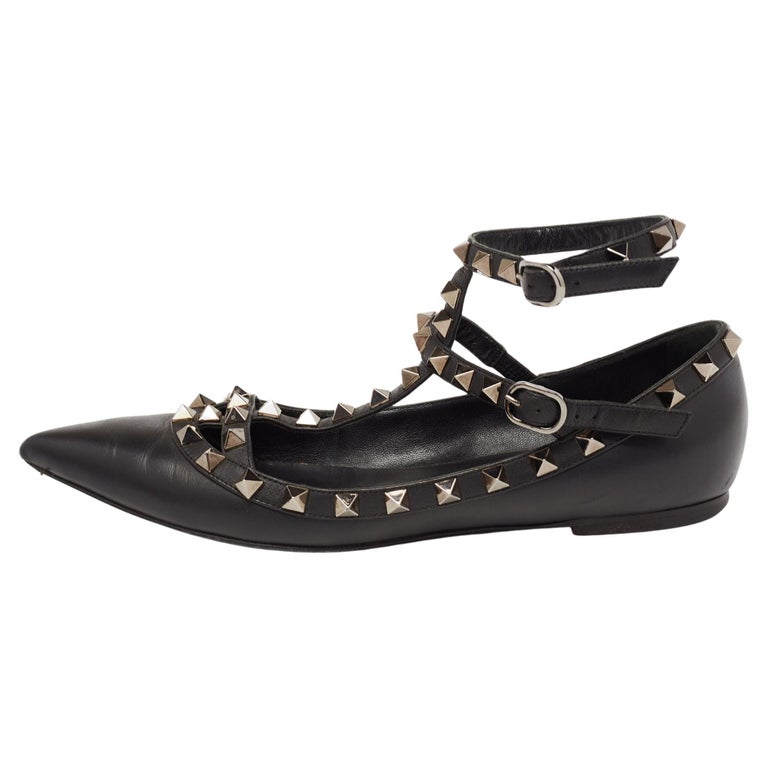 Valentino Black Leather Rockstud Ankle-Strap Ballet Flats Size 36 For at 1stDibs | blazer