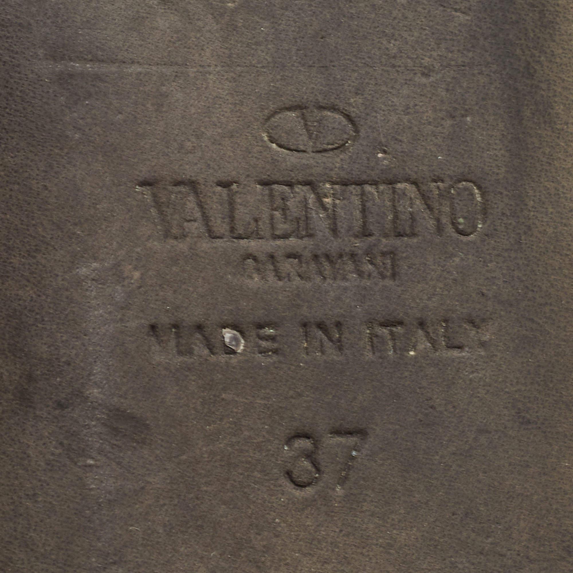 Valentino Black Leather Rockstud Ankle Strap Ballet Flats Size 37 3