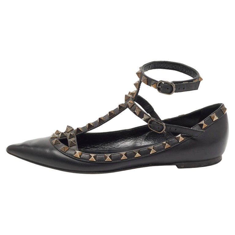 Valentino Leather Rockstud Ballet Flats Size 37 For Sale at 1stDibs