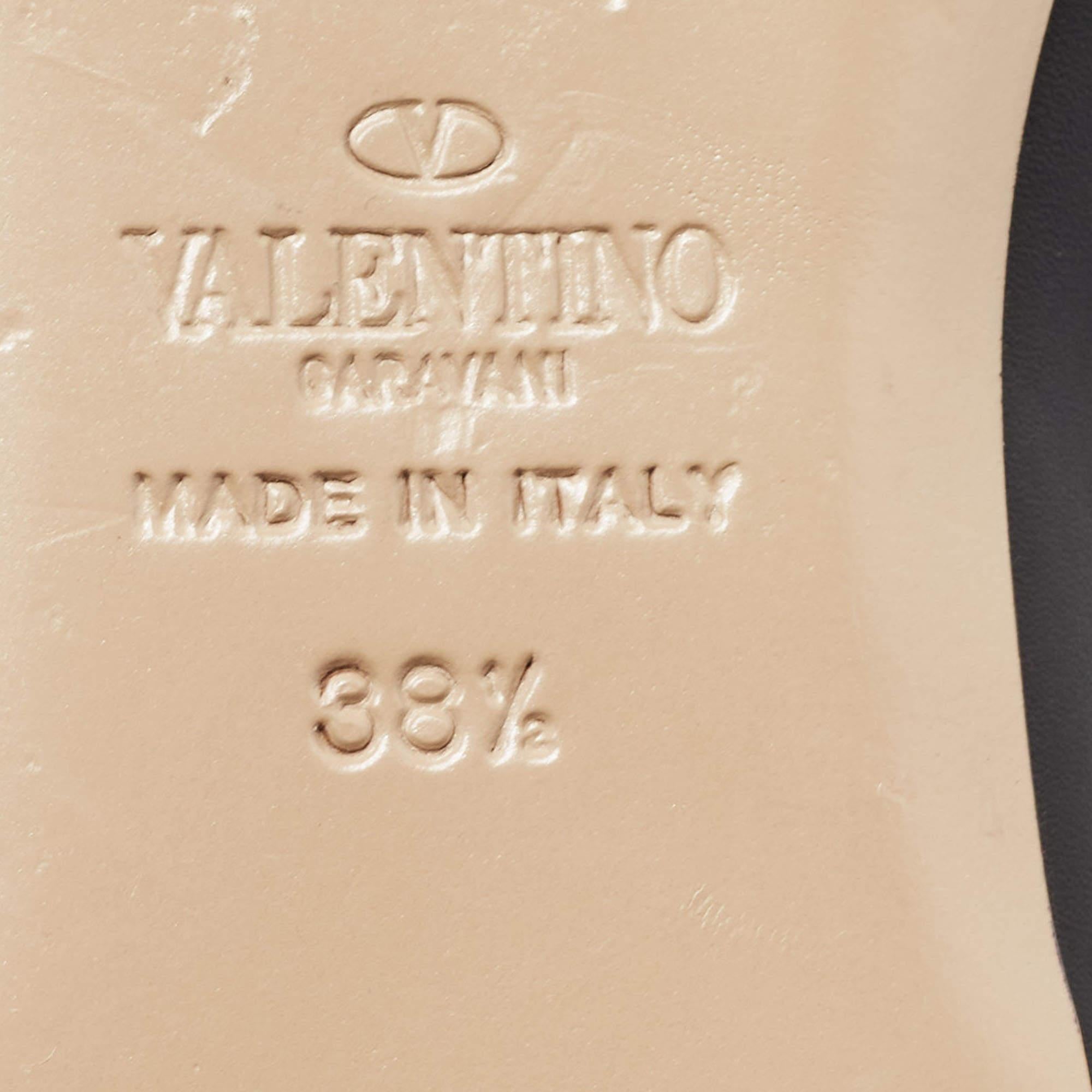 Valentino Black Leather Rockstud Ankle Strap Ballet Flats Size 38.5 1