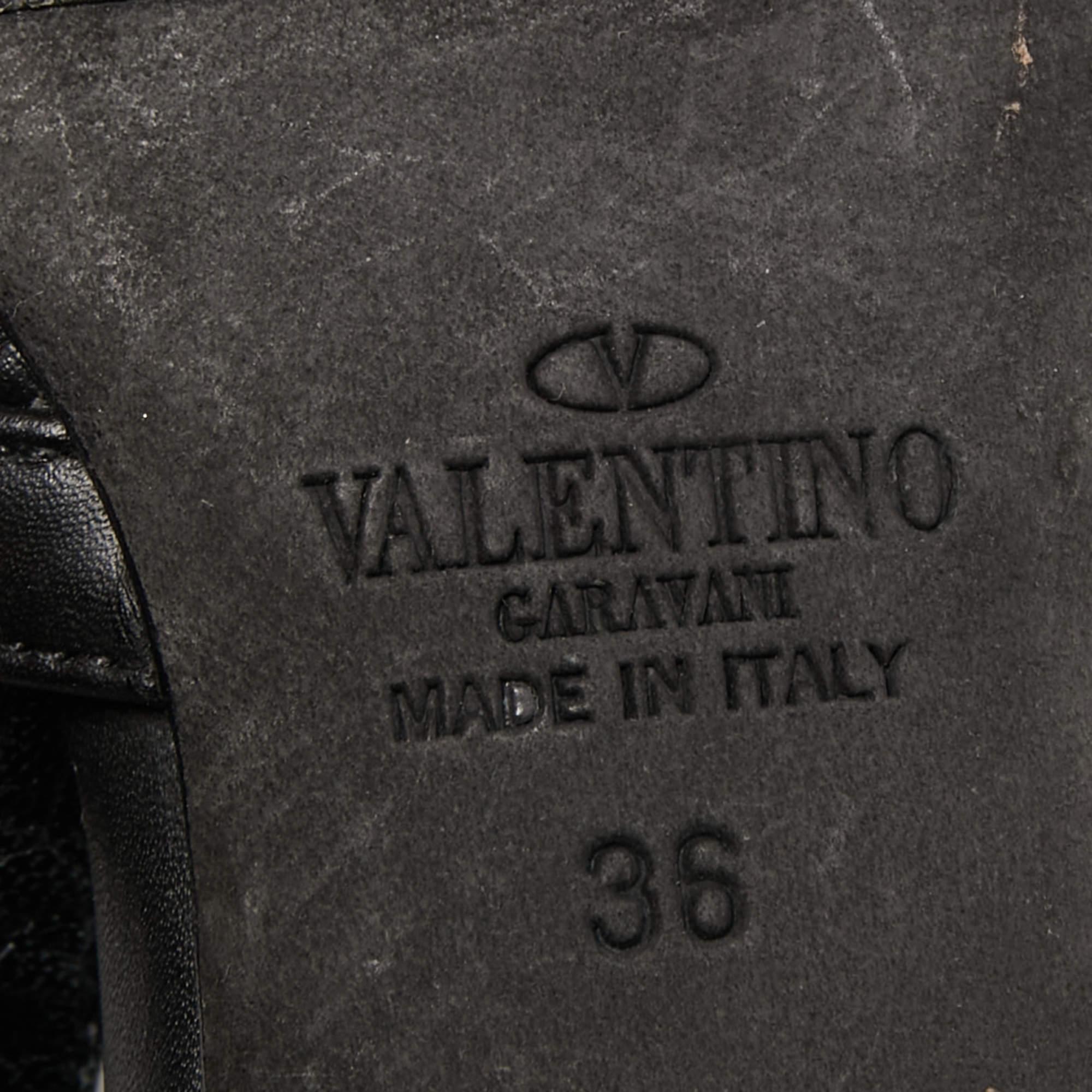Valentino Black Leather Rockstud Ankle Strap Pumps Size 36 3