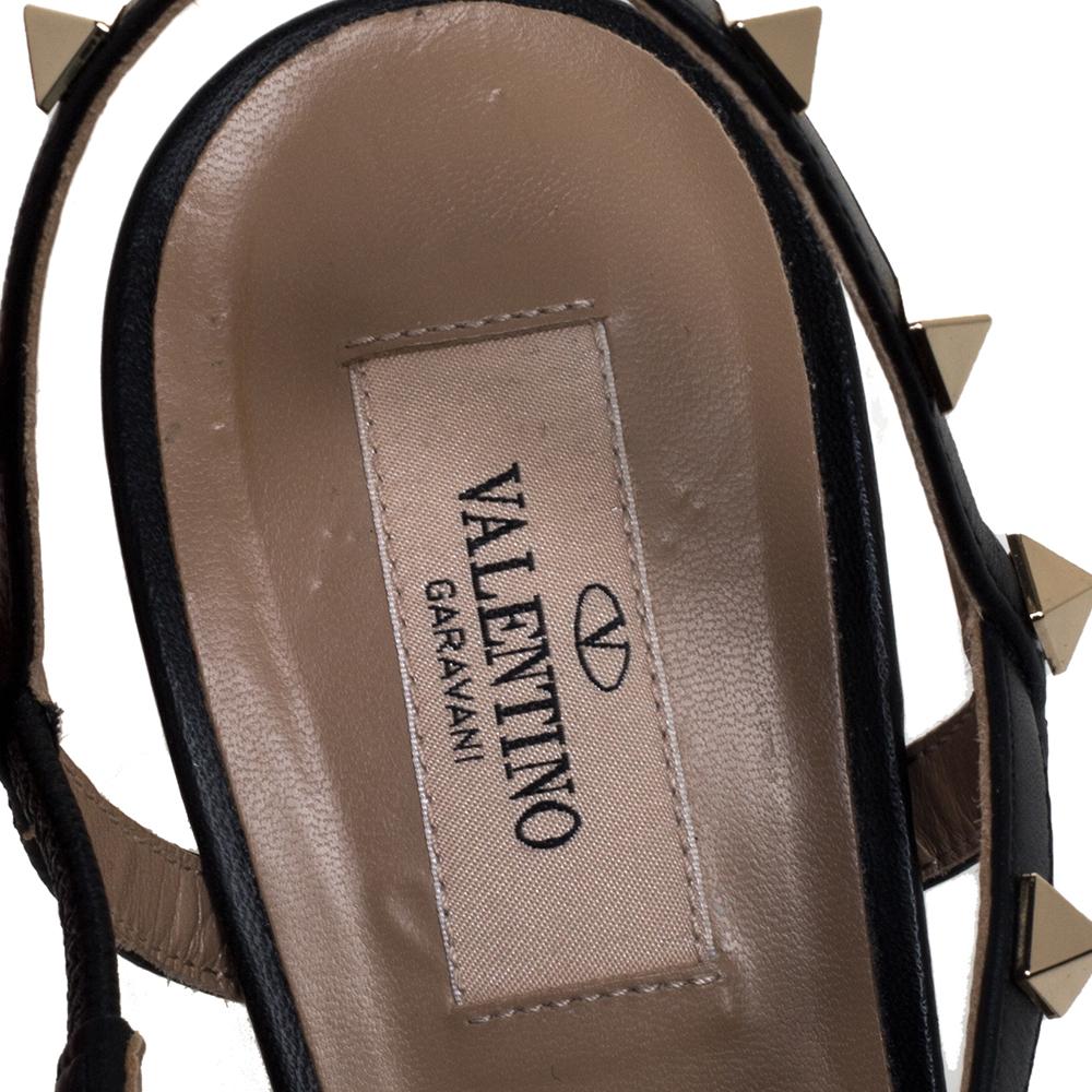 Valentino Black Leather Rockstud Ankle Strap Sandals Size 41 1