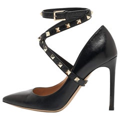 Valentino Black Leather Rockstud Ankle Wrap Pumps Size 36.5 Valentino Black Leather Rockstud Ankle Wrap Pumps Size 36.5