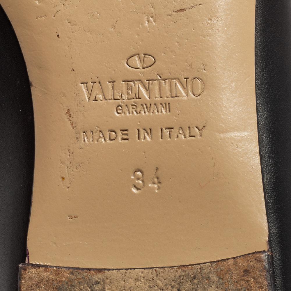 Valentino Black Leather Rockstud Ballet Flats Size 34 2