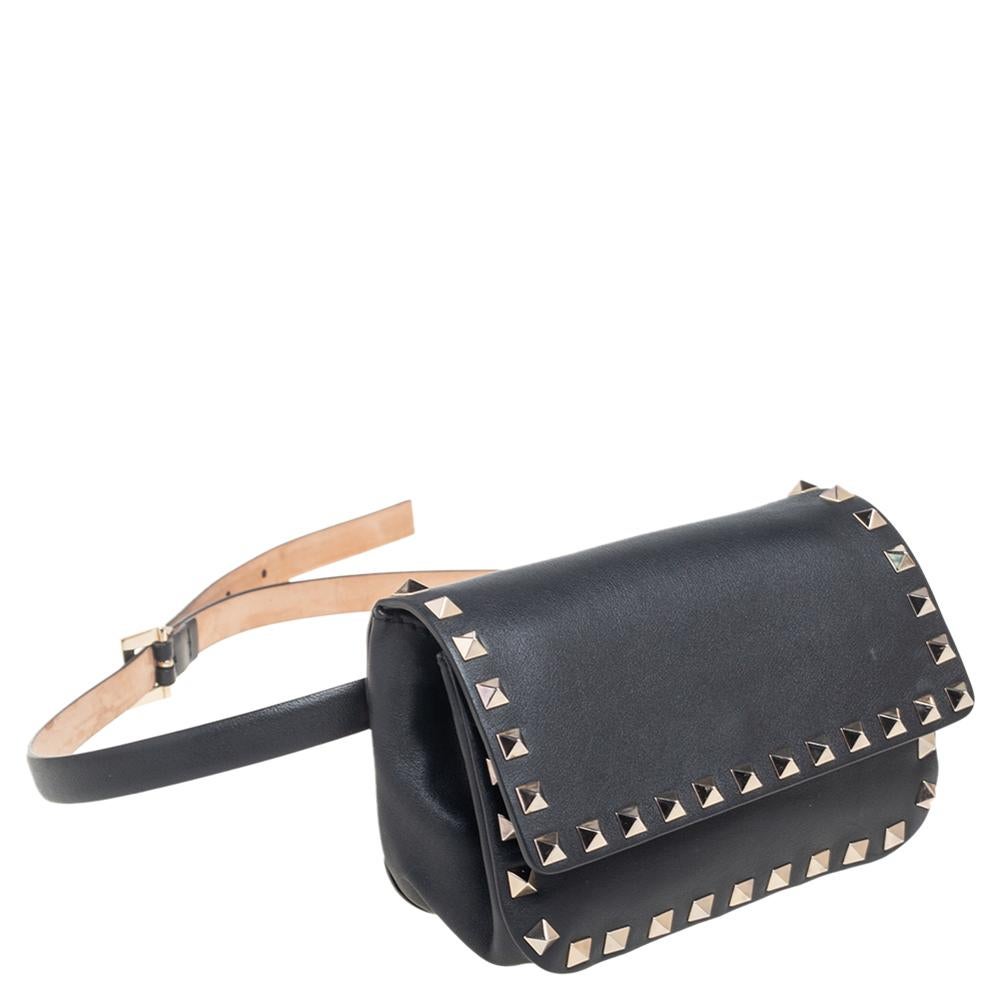 Valentino Black Leather Rockstud Belt Bag 3