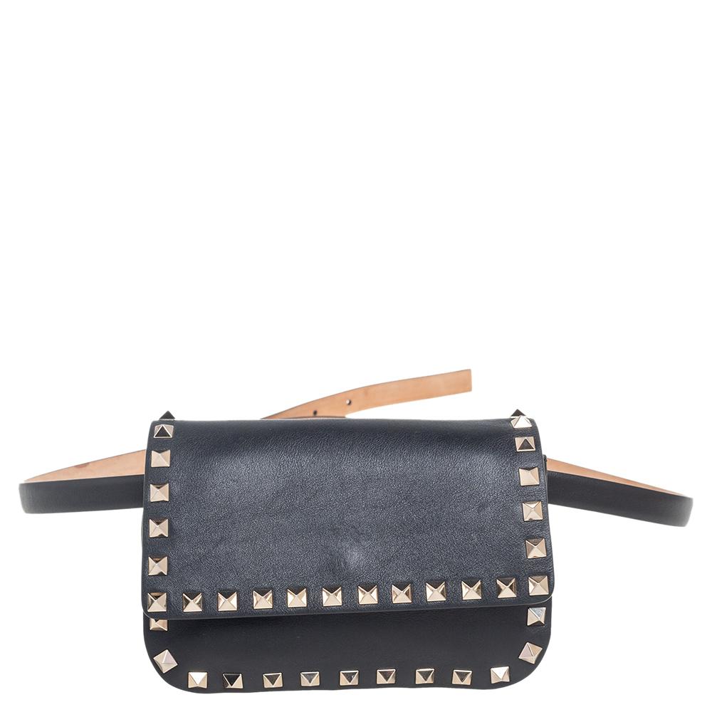 Valentino Black Leather Rockstud Belt Bag 4