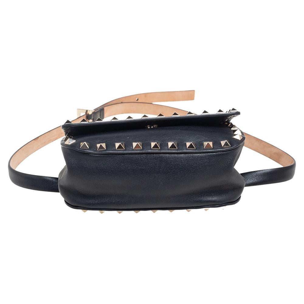Valentino Black Leather Rockstud Belt Bag 1