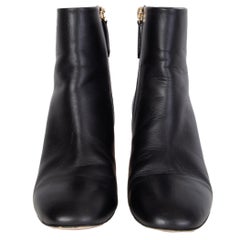 VALENTINO black leather ROCKSTUD BLOCK HEEL Ankle Boots Shoes 36.5