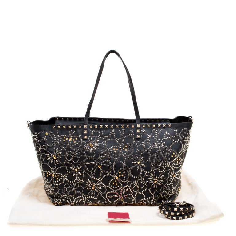 Valentino Black Leather Rockstud Butterfly Studded Top Handle Bag For Sale  at 1stDibs
