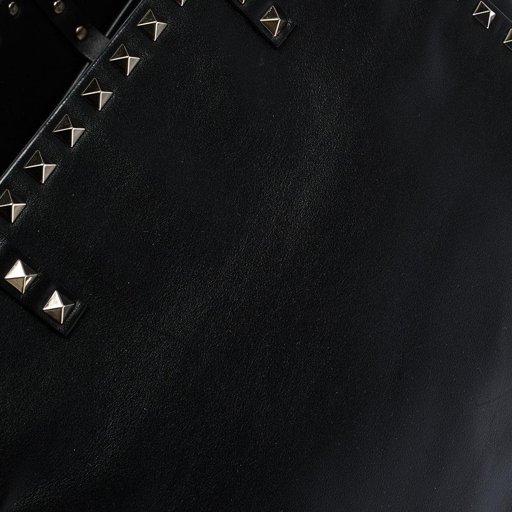 Valentino Black Leather Rockstud Drawstring Tote 2