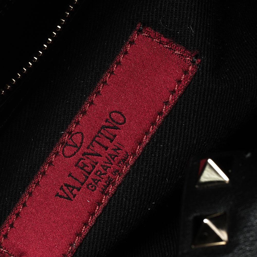 Valentino Black Leather Rockstud Drawstring Tote 4