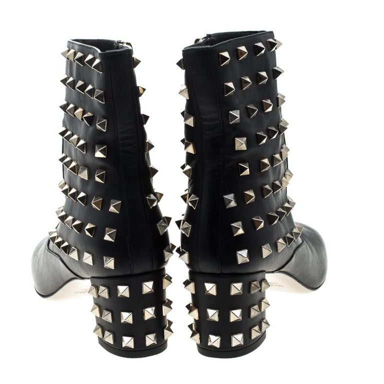 valentino black rockstud ankle boots