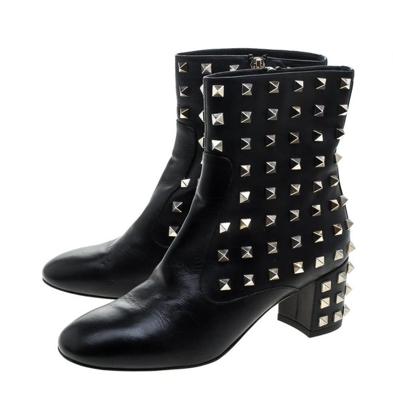 valentino black rockstud ankle boots