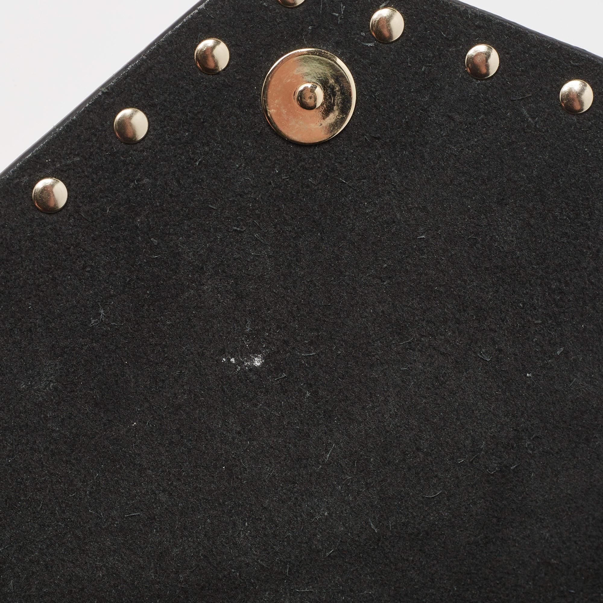 Valentino Black Leather Rockstud Envelope Pouch 7