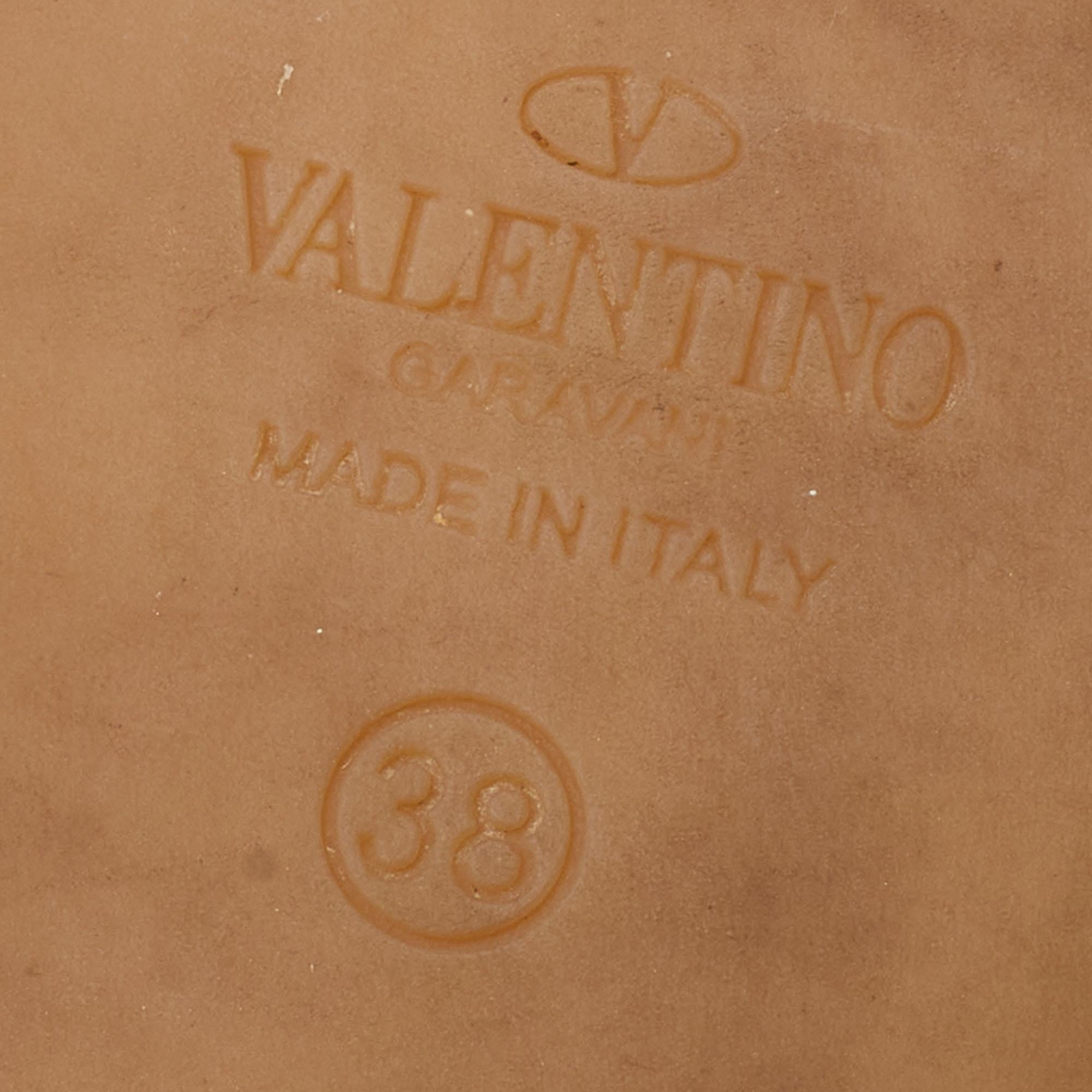 Valentino Black Leather Rockstud Espadrilles Ankle Strap Flats Size 38 3