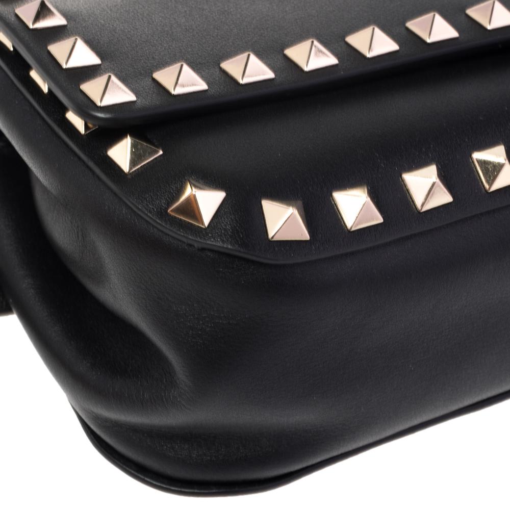 Valentino Black Leather Rockstud Flap Belt Bag 3