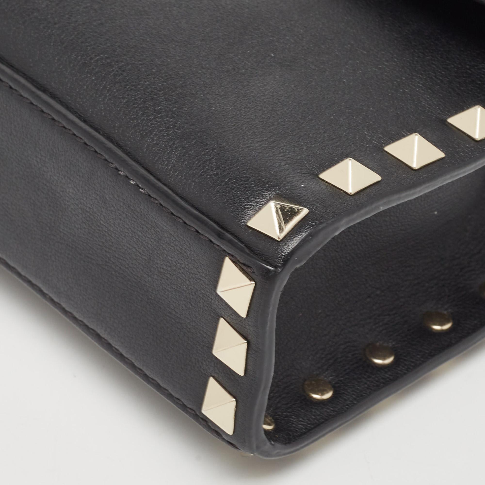 Valentino Black Leather Rockstud Flap Crossbody Bag 6