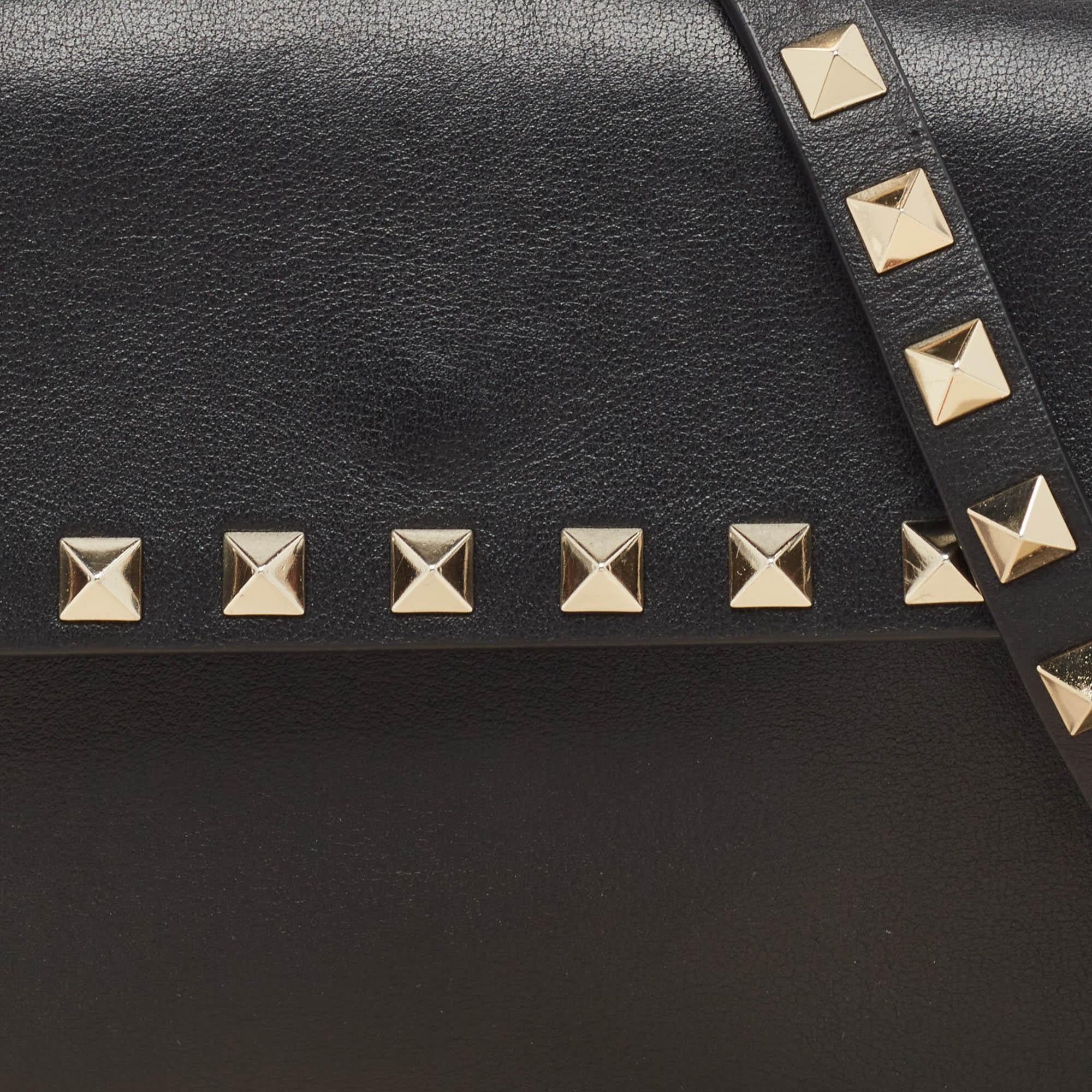 Valentino Black Leather Rockstud Flap Crossbody Bag 10