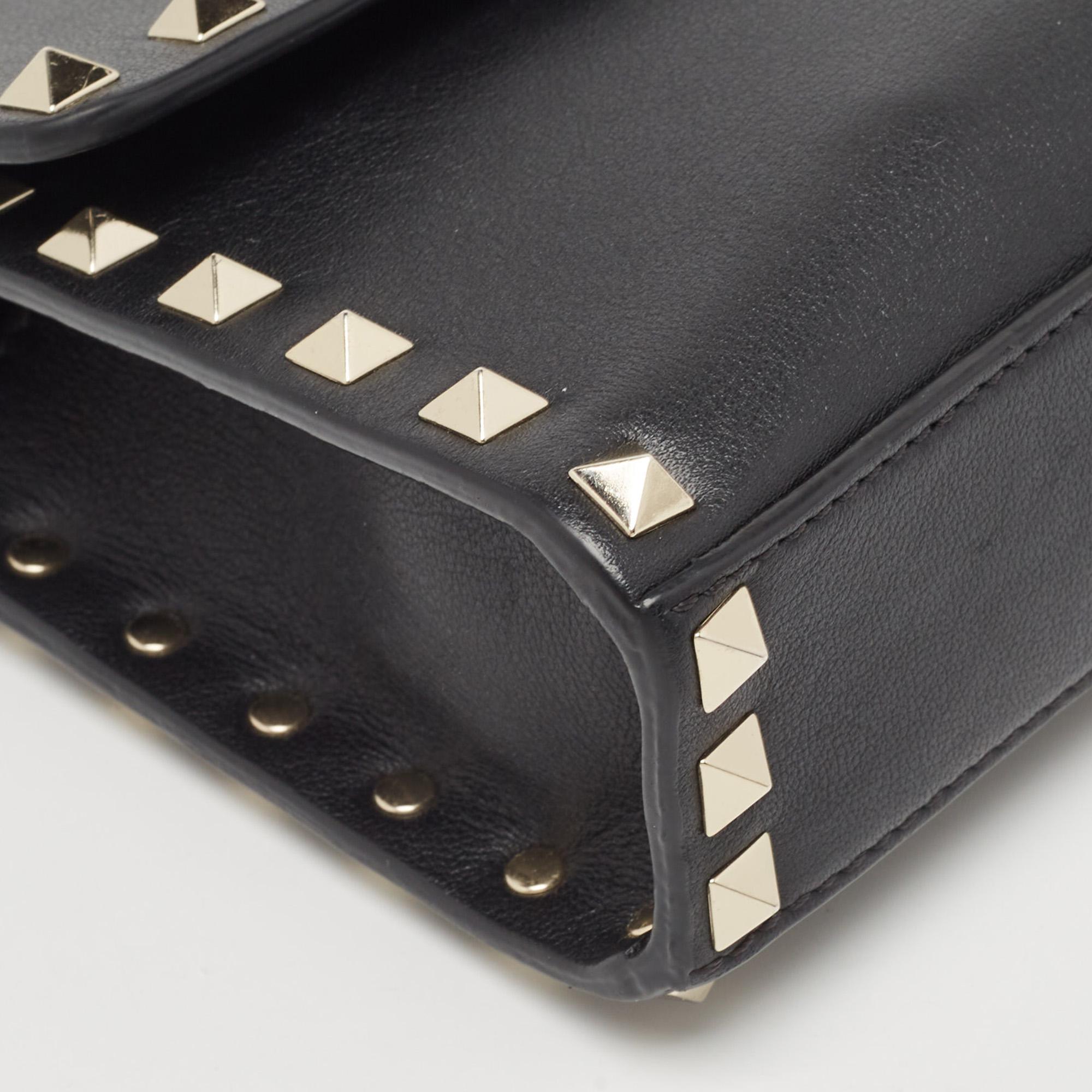 Valentino Black Leather Rockstud Flap Crossbody Bag 5