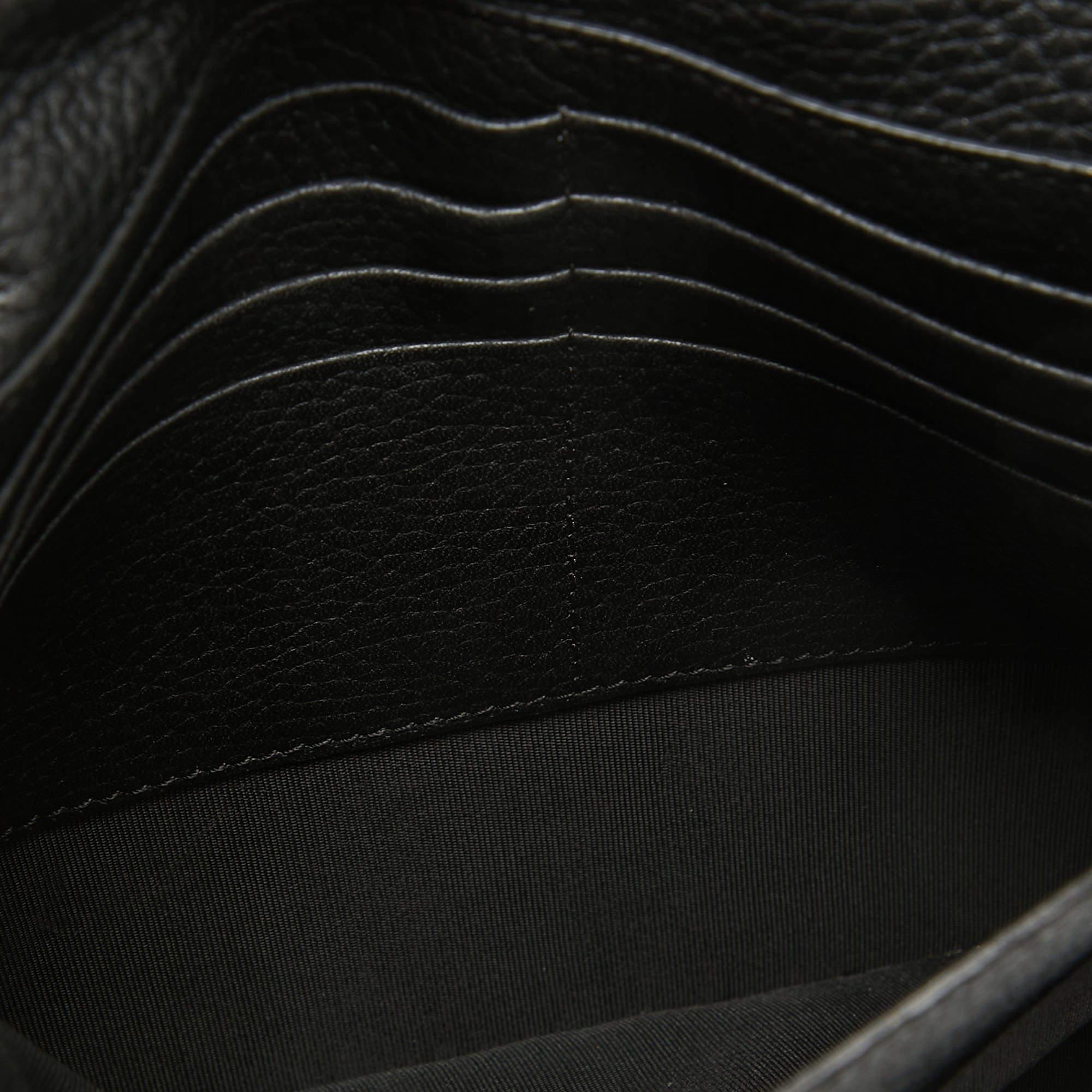 Valentino Black Leather Rockstud Flap Organizer Clutch For Sale 8
