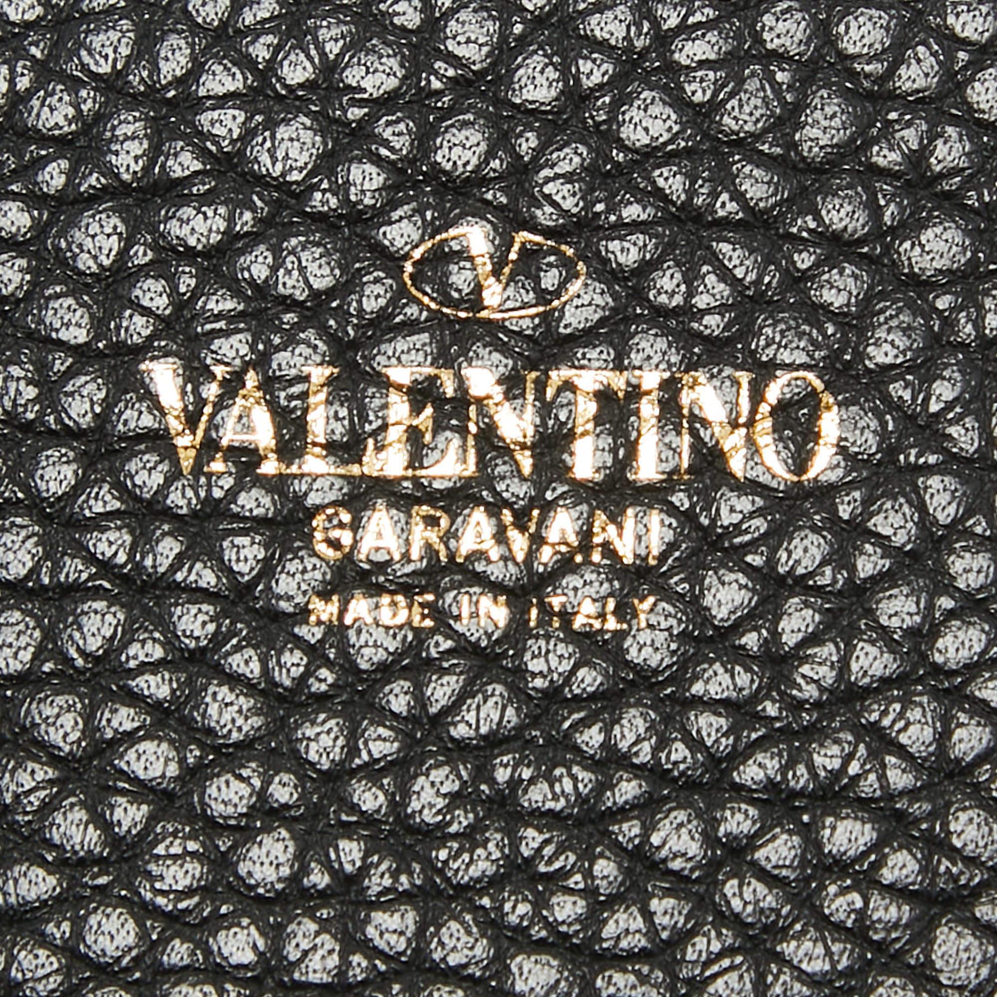 Valentino Black Leather Rockstud Flap Organizer Clutch 3
