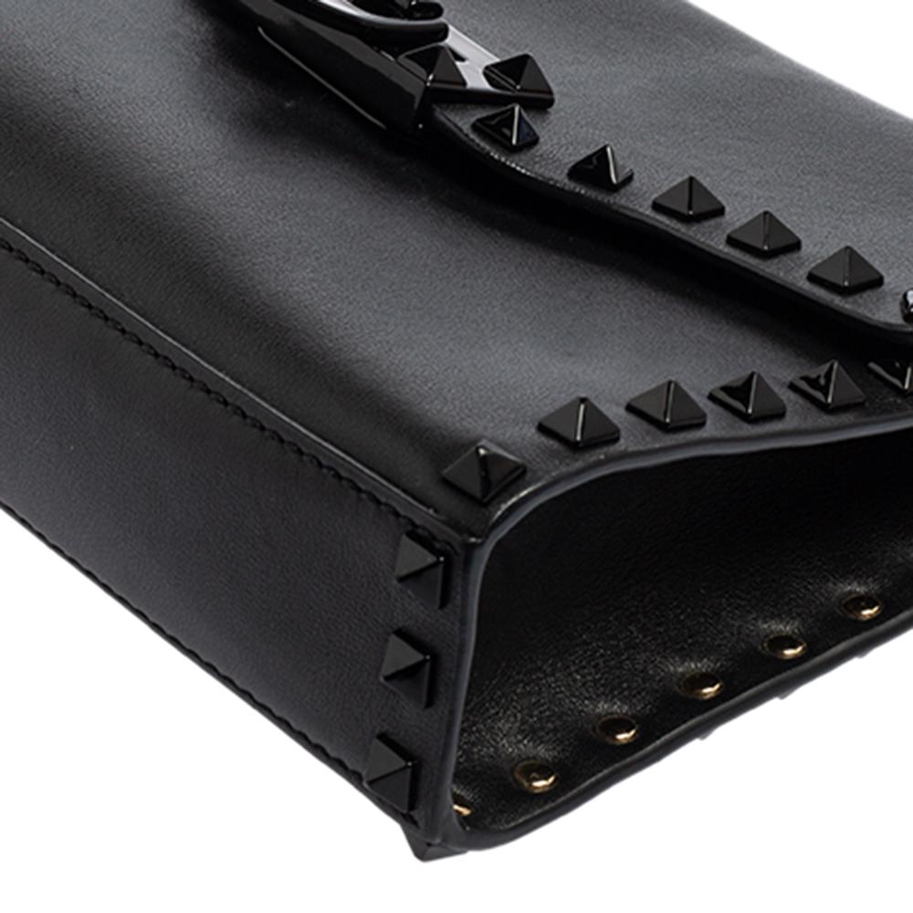 Valentino Black Leather Rockstud Flap Shoulder Bag 2