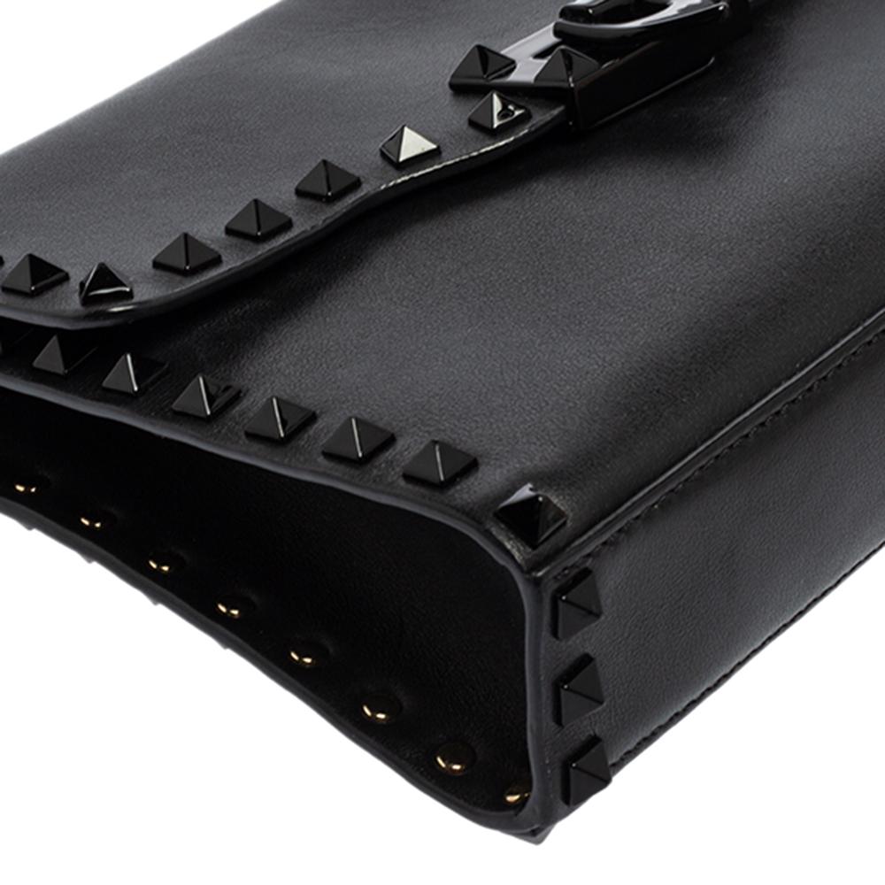 Valentino Black Leather Rockstud Flap Shoulder Bag 4
