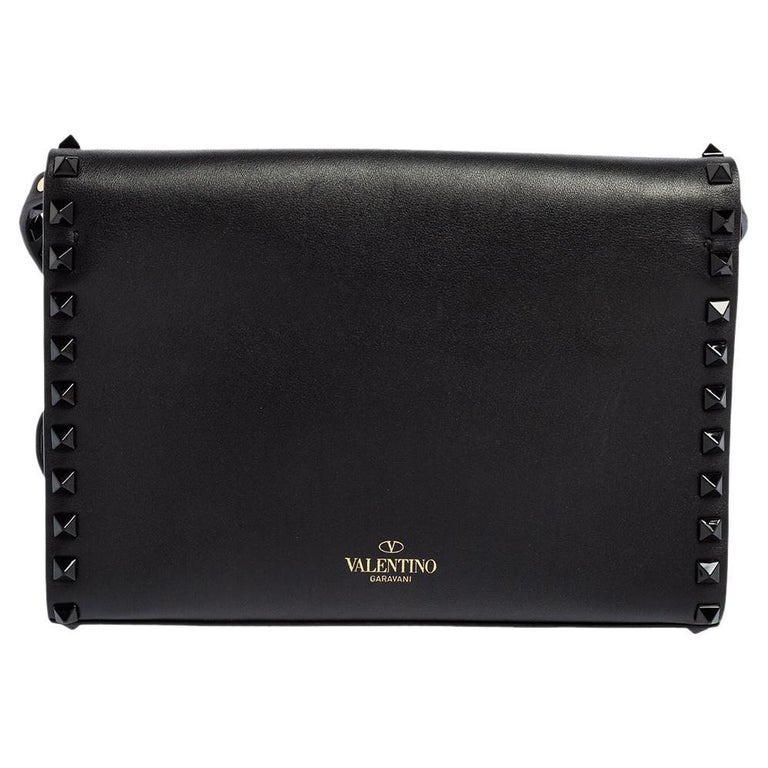 Valentino Black Leather Rockstud Flap Shoulder Bag at 1stDibs
