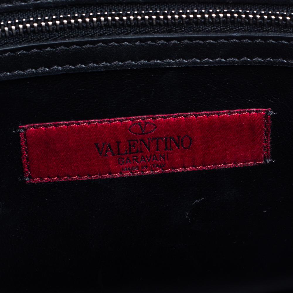 Valentino Black Leather Rockstud Flap Top Handle Bag 6