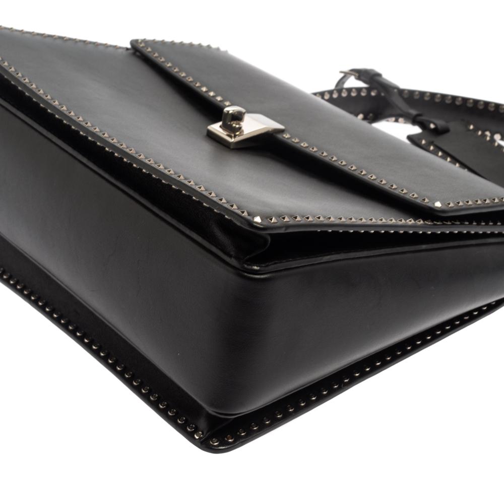 Valentino Black Leather Rockstud Flap Top Handle Bag 7