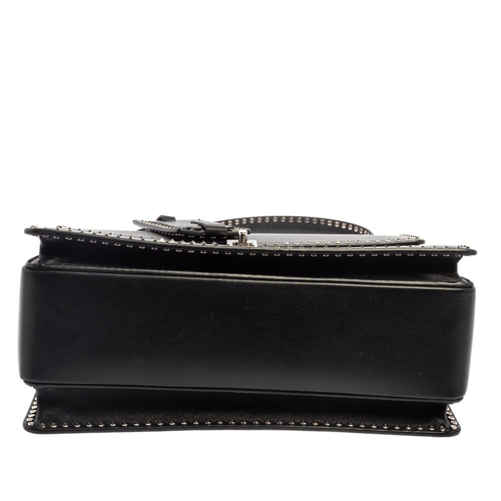 Valentino Black Leather Rockstud Flap Top Handle Bag 1