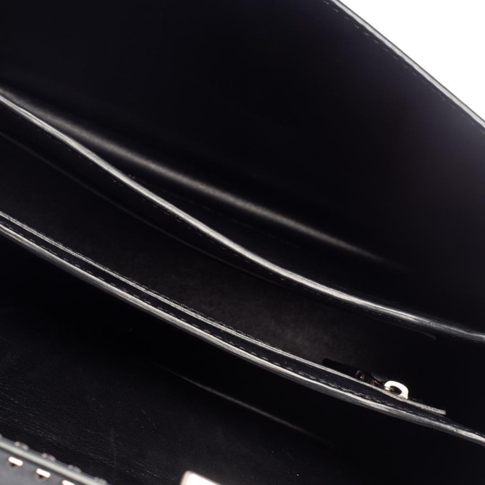 Valentino Black Leather Rockstud Flap Top Handle Bag 2