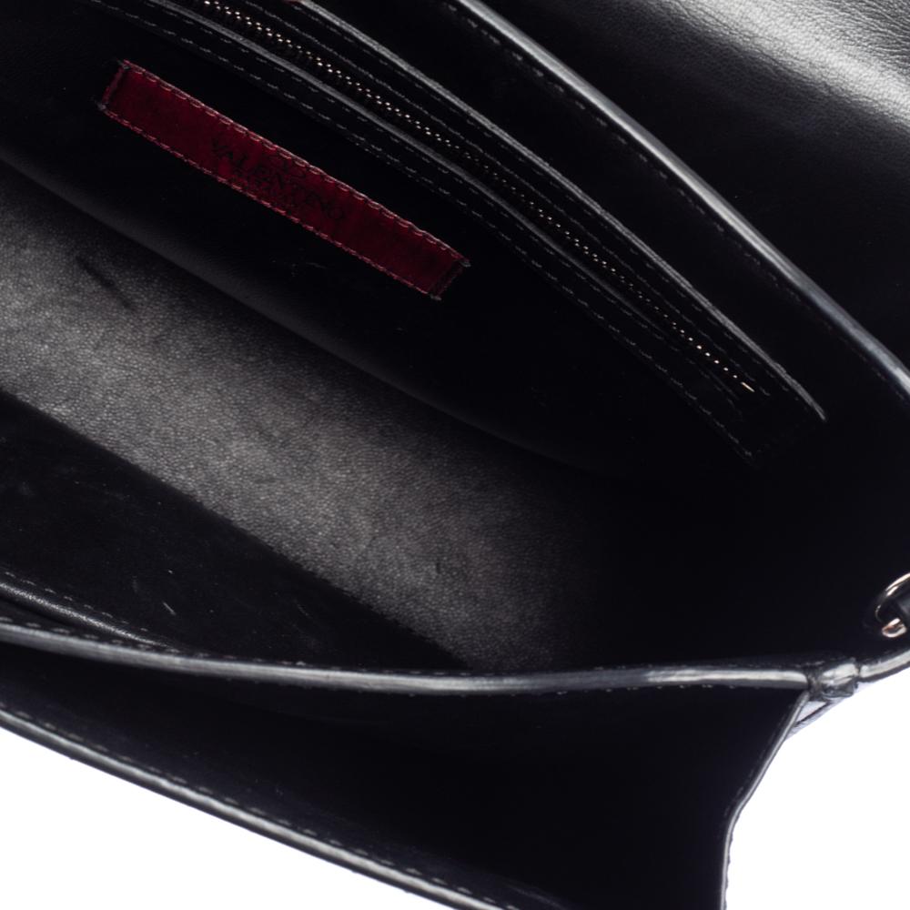 Valentino Black Leather Rockstud Flap Top Handle Bag 4