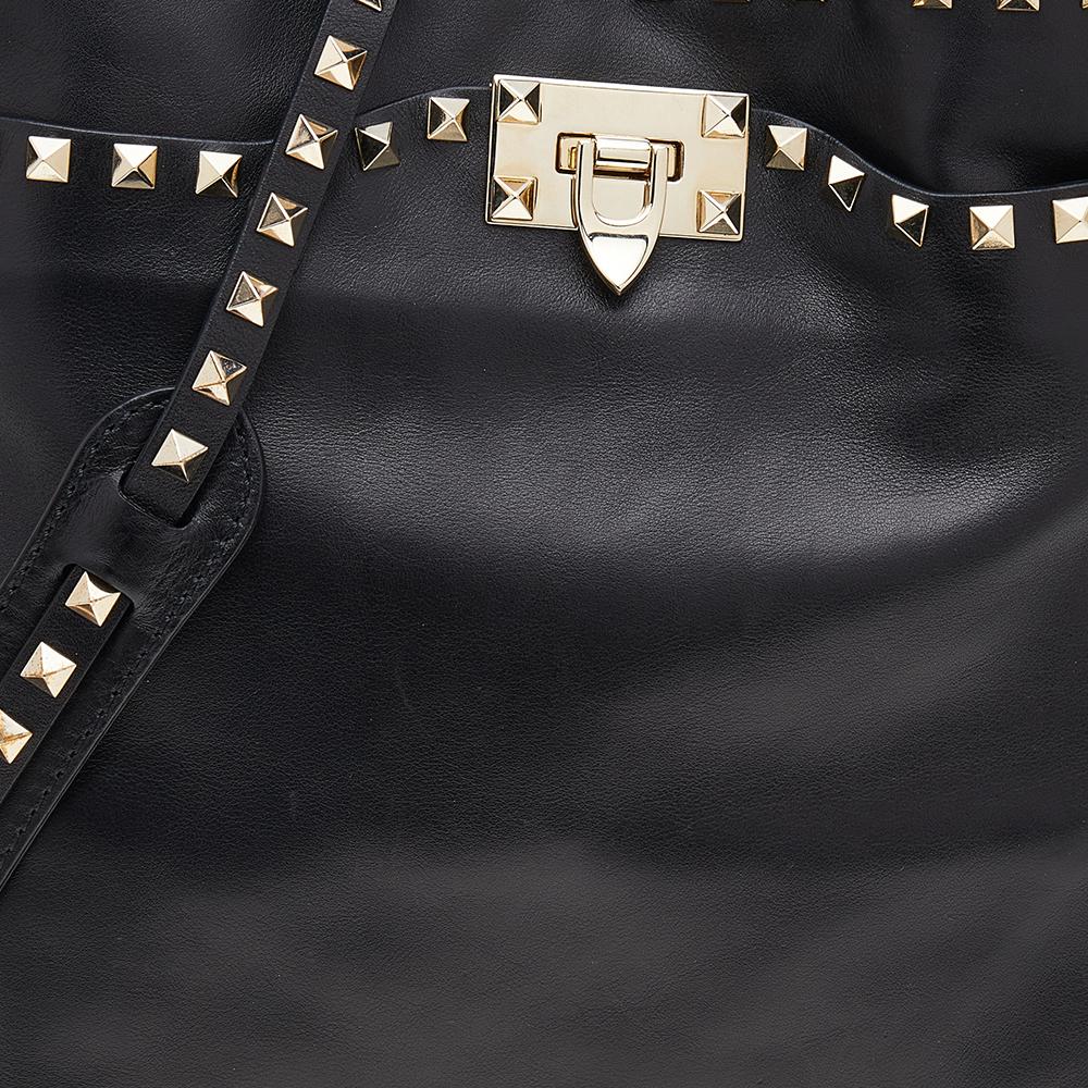 Valentino Black Leather Rockstud Flip-Lock Messenger Bag 6