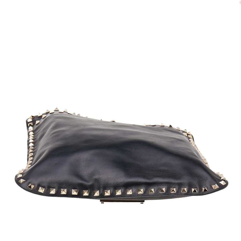Valentino Black Leather Rockstud Flip-Lock Messenger Bag 1