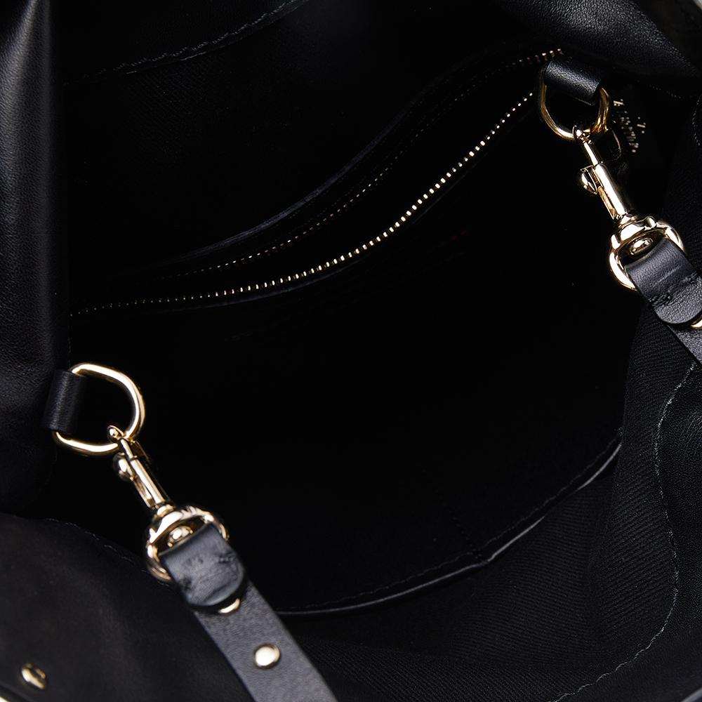 Valentino Black Leather Rockstud Flip-Lock Messenger Bag 2