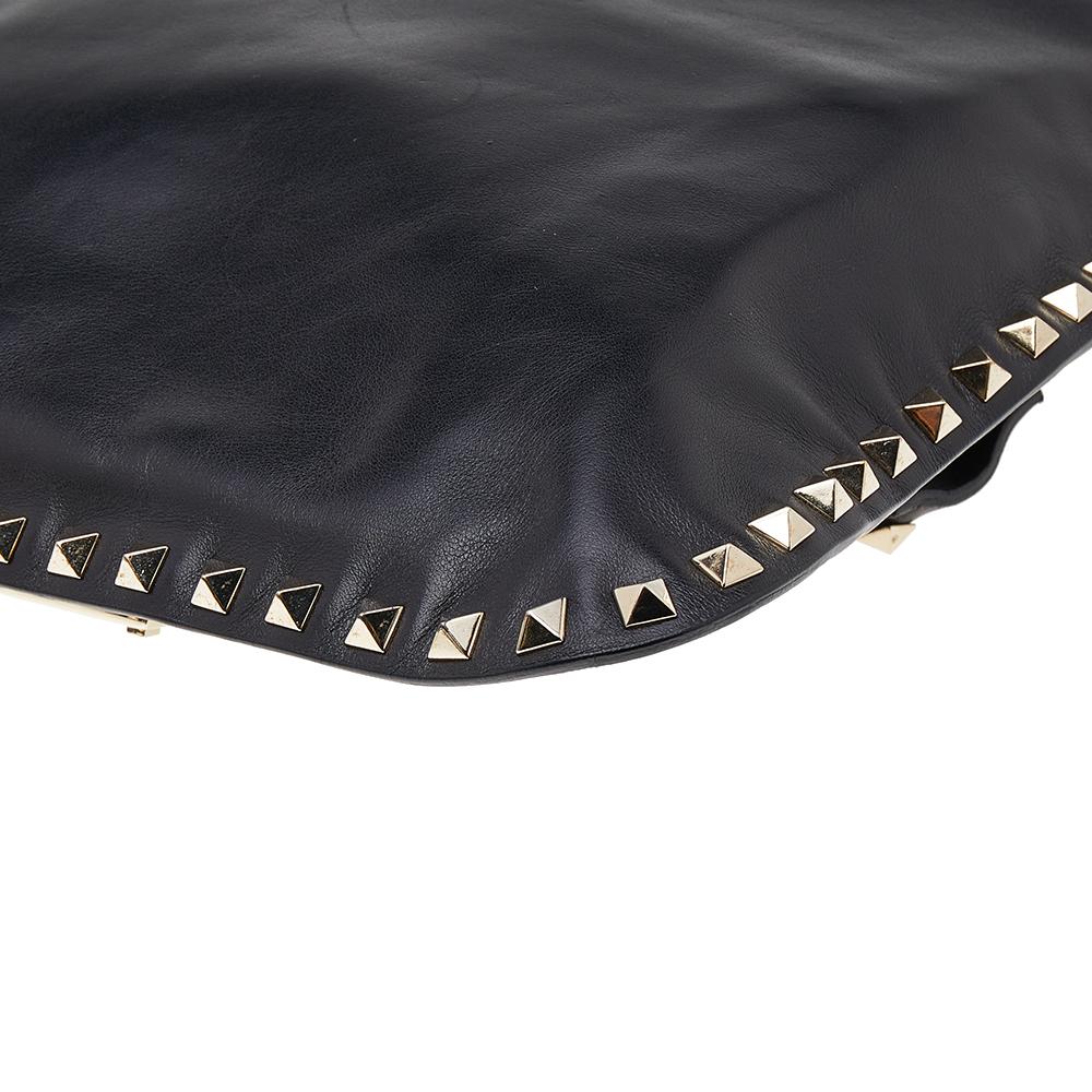 Valentino Black Leather Rockstud Flip-Lock Messenger Bag 4