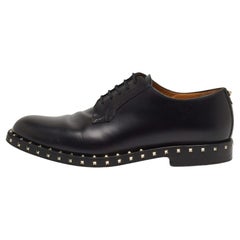 Used Valentino Black Leather Rockstud Lace Up Derby Size 41