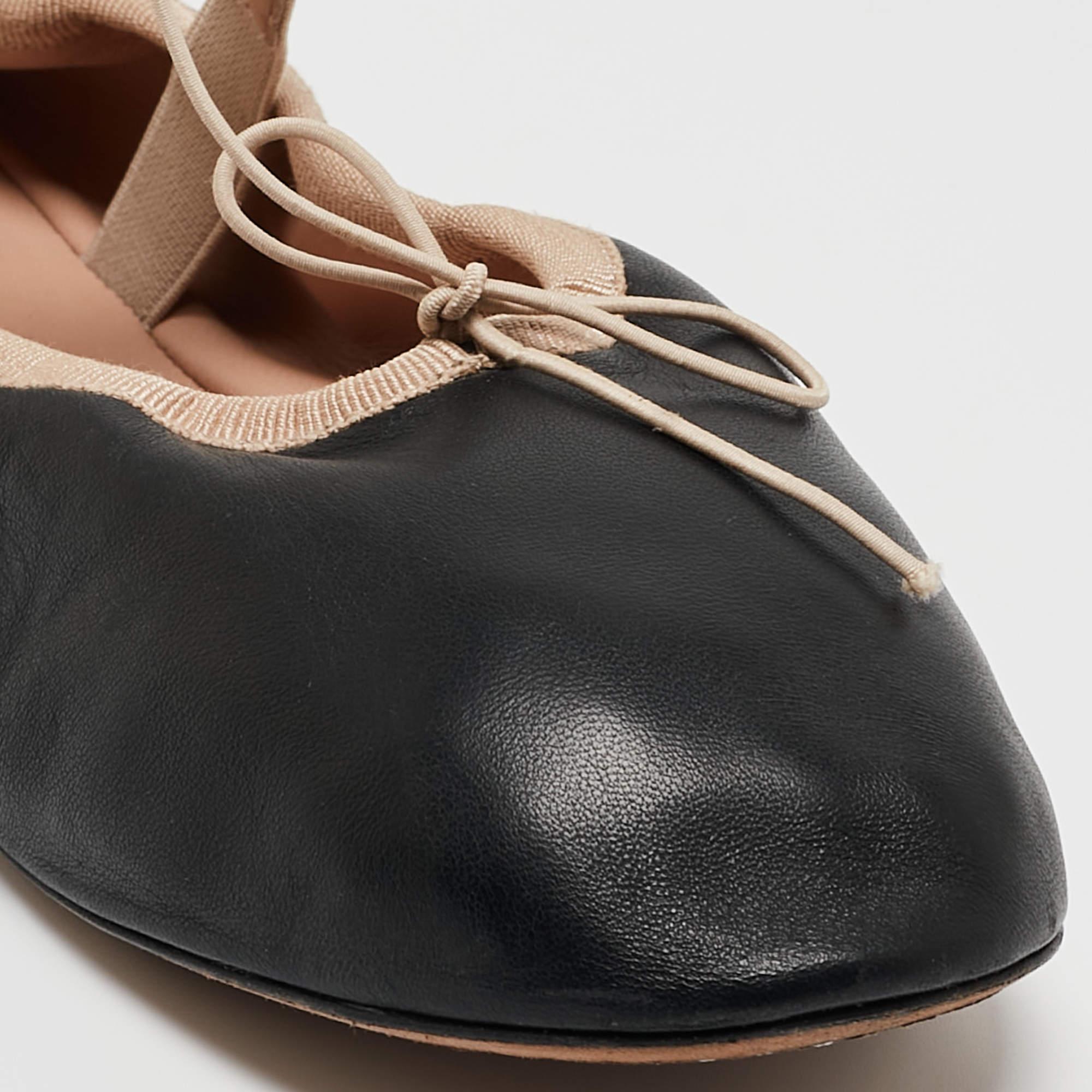 Valentino Black Leather Rockstud Mary Jane Bow Ballet Flats Size 38.5 1