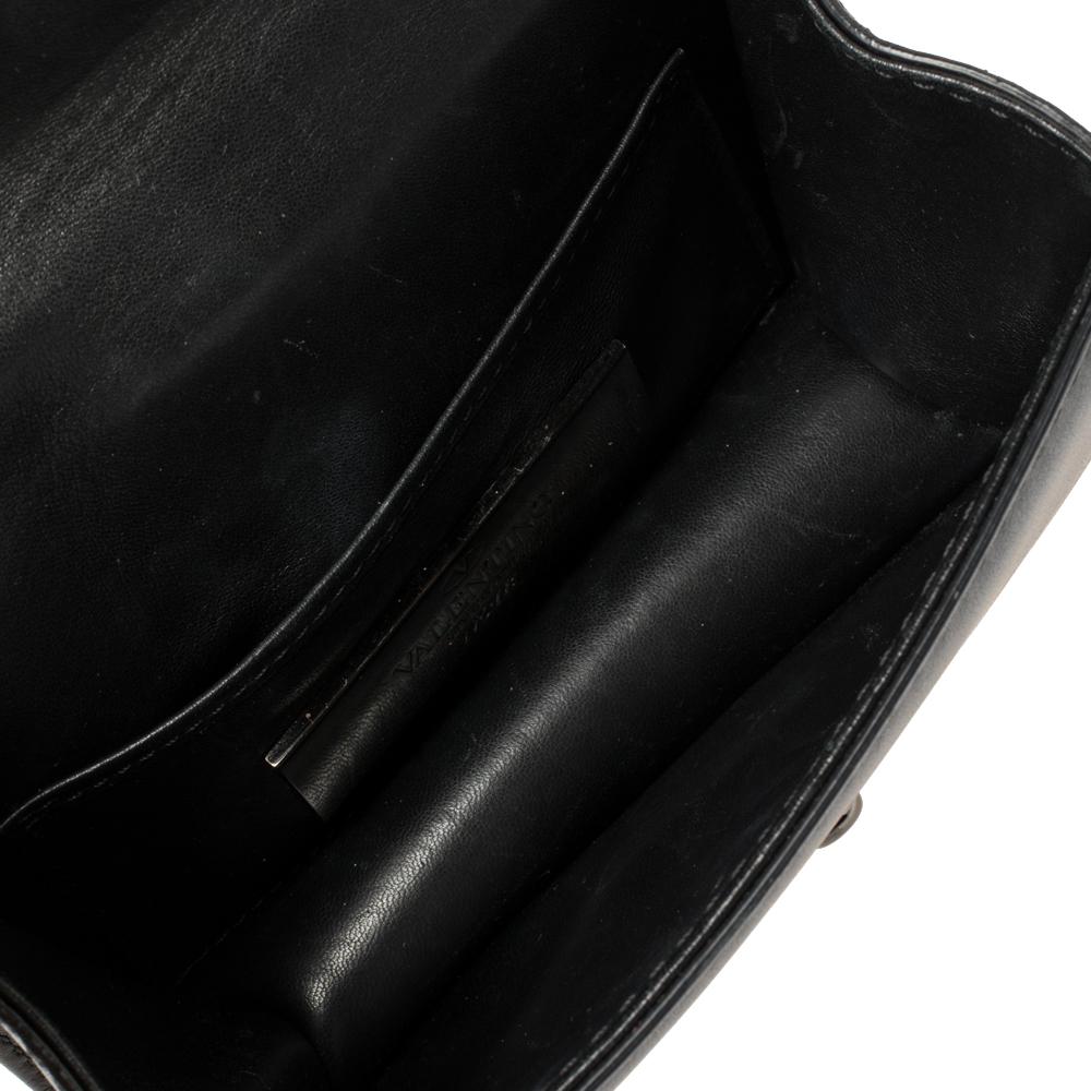 Valentino Black Leather Rockstud Mini Glam Lock Shoulder Bag 3