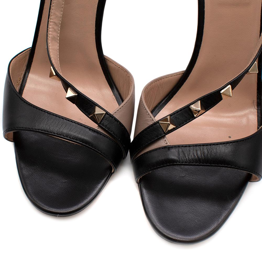 Valentino Black Leather Rockstud Open Toe Sandals - Size 38 1