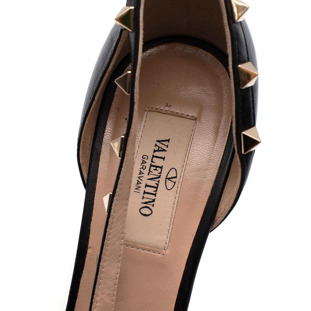 Valentino Black Leather Rockstud Open Toe Sandals - Size 38 2