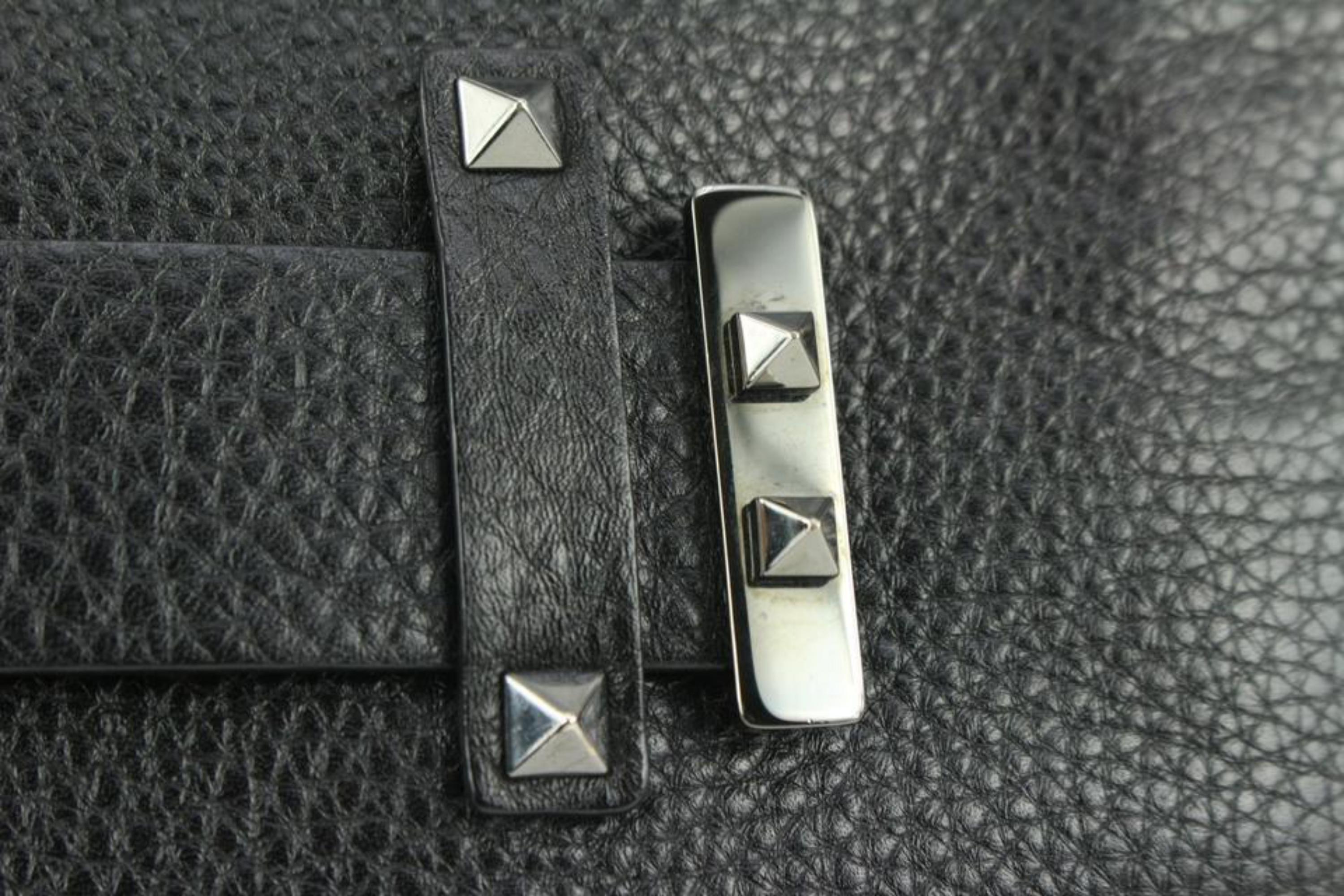Valentino Black Leather Rockstud Panel Clutch Handle Bag 111va17 For Sale 6