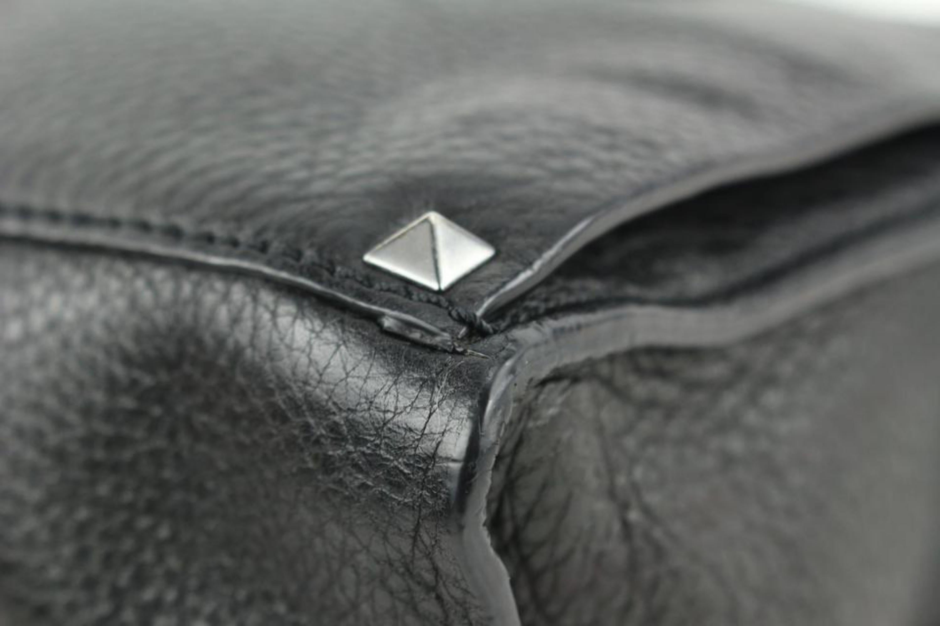 Valentino Black Leather Rockstud Panel Clutch Handle Bag 111va17 For Sale 7