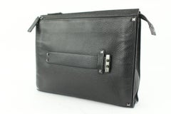 Valentino Black Leather Rockstud Panel Clutch Handle Bag 111va17